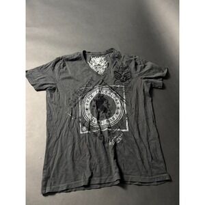 Express T-Shirt Men's XL Black 100% Cotton Graphic Print V-Neck 30th Battalion